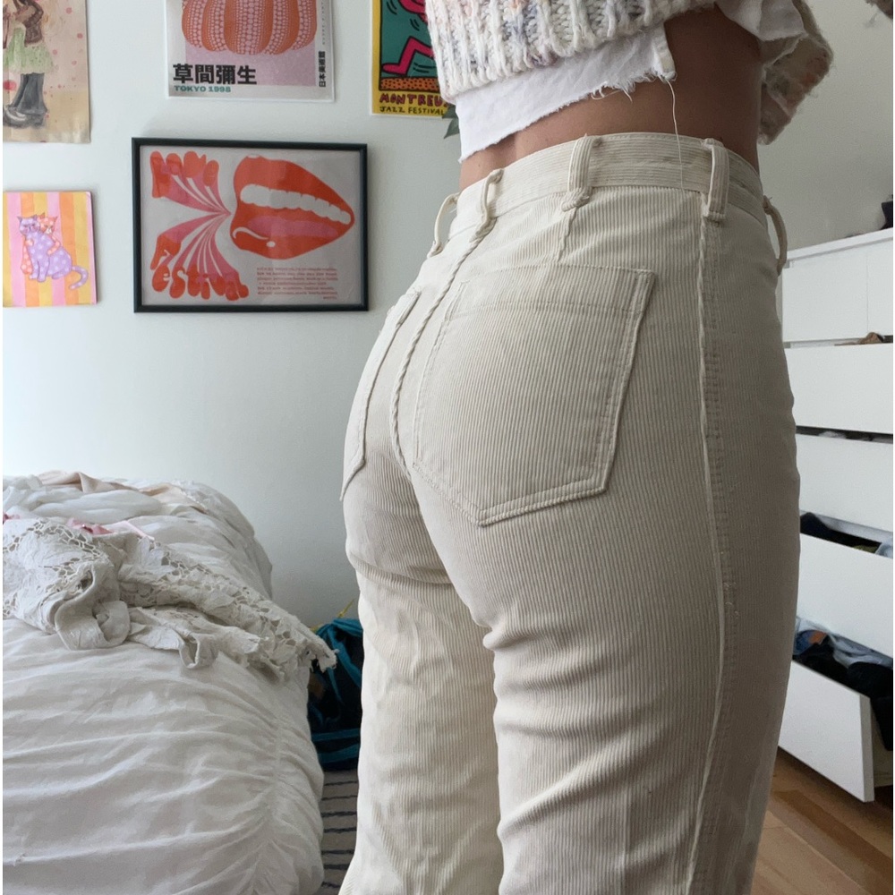 white cream corduroy brandy pants